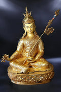 Guru Padmasambhava Statue | Gold Plated Tibetan Rinpoche 24" - Vajracrafts