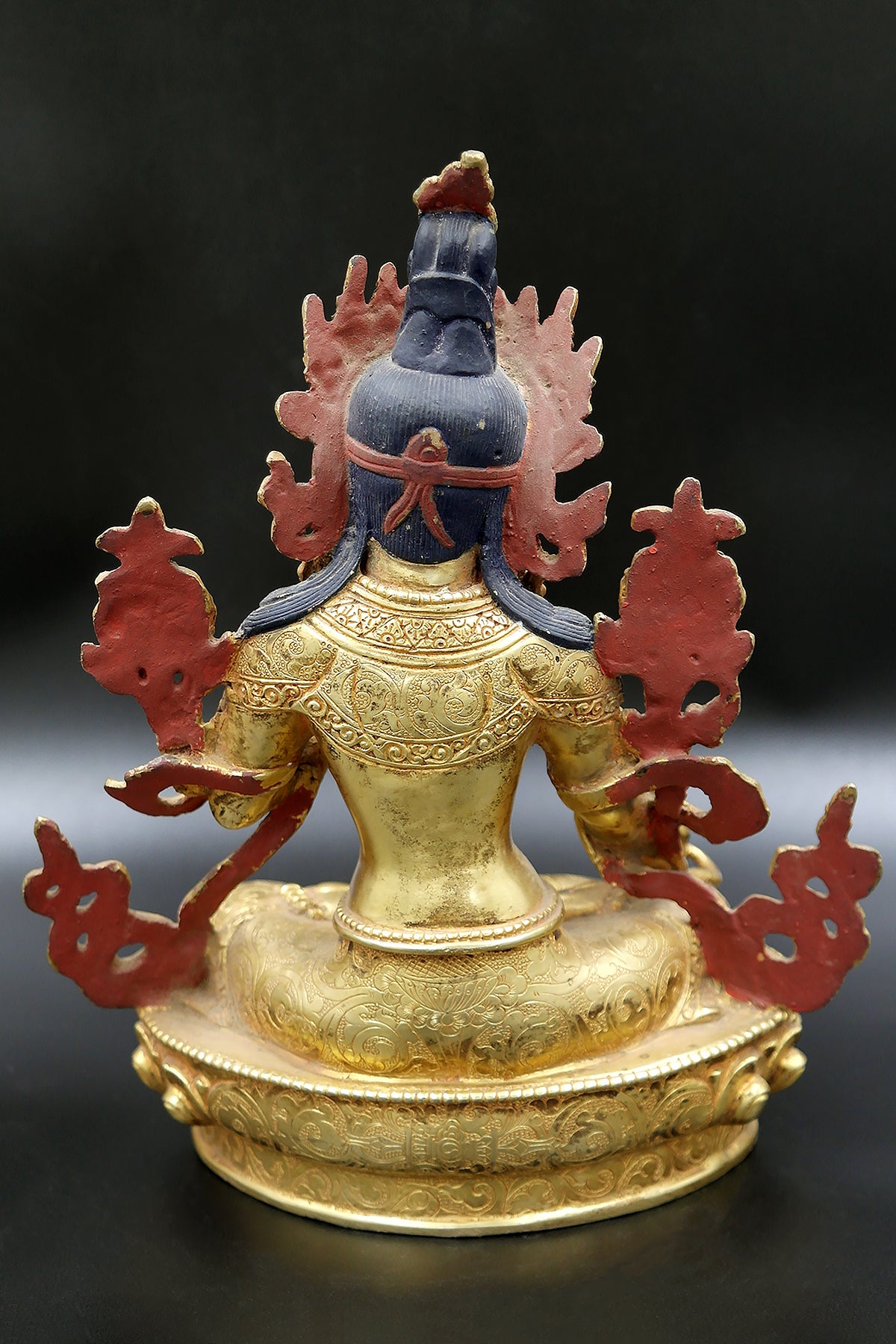 Antique looked Gold Tone Tibetan Buddhist White Tara Statue from Nepal 9"