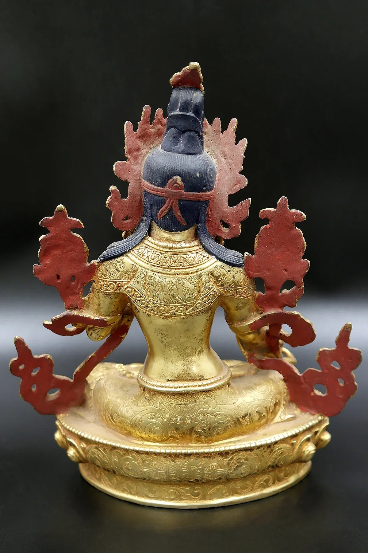Antique looked Gold Tone Tibetan Buddhist White Tara Statue from Nepal 9" - Vajracrafts