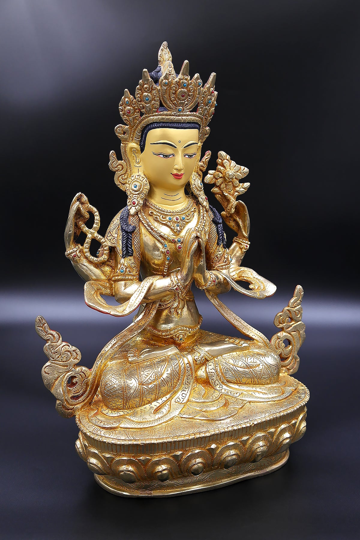 Stunning Tibetan Chenrezig Statue from Boudha, 12"