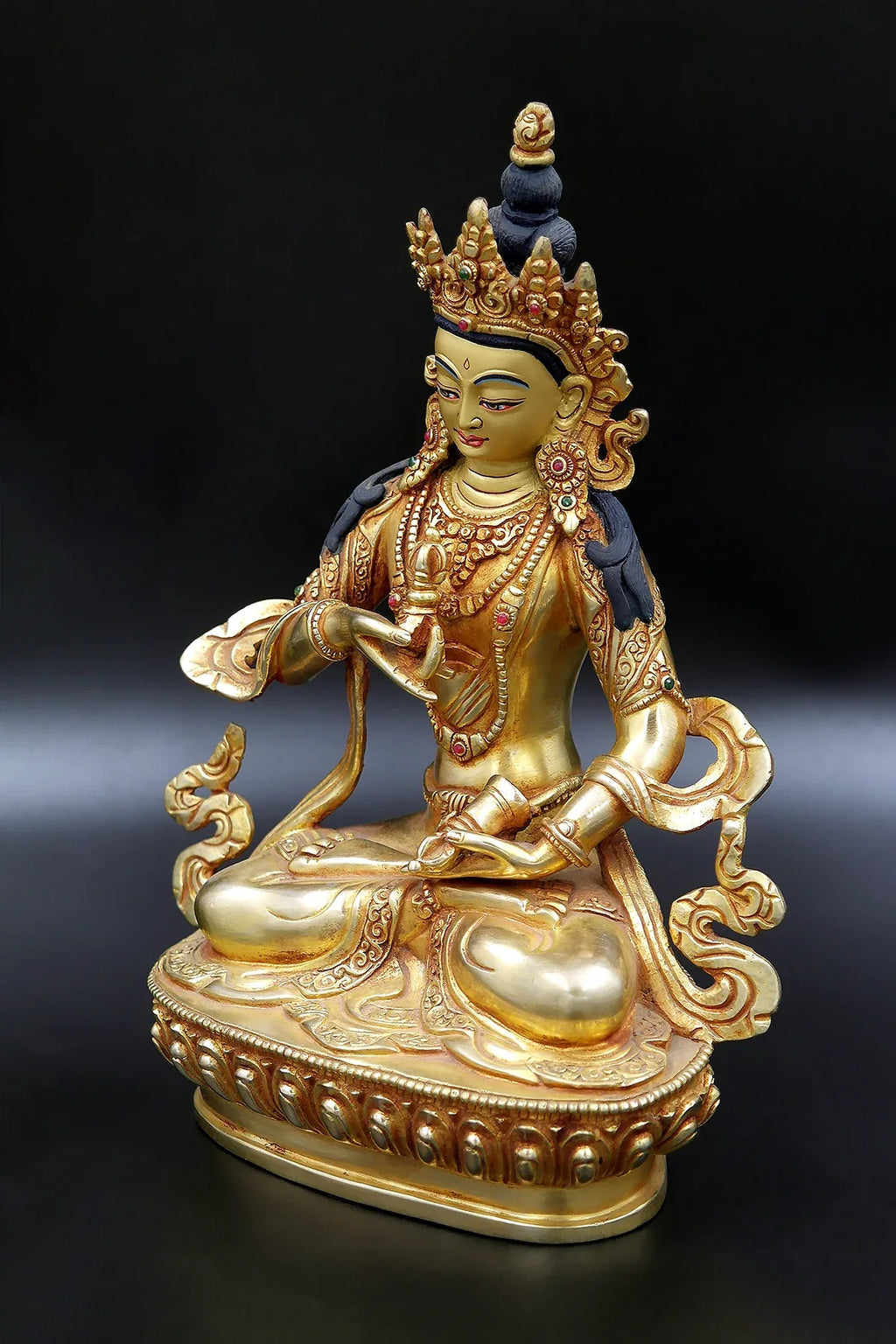Fully Gold Plated Tibetan Buddhist Vajrasattva Statue, 9" - Vajracrafts