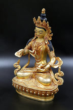 Fully Gold Plated Tibetan Buddhist Vajrasattva Statue, 9" - Vajracrafts