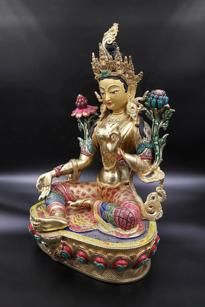 Empowerment Green Tara Statue, 15" - Vajracrafts