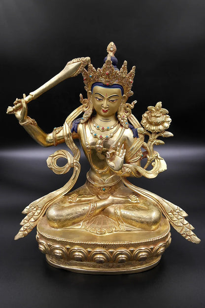 Manjushree Buddha Statue for Meditation, 11" - Vajracrafts