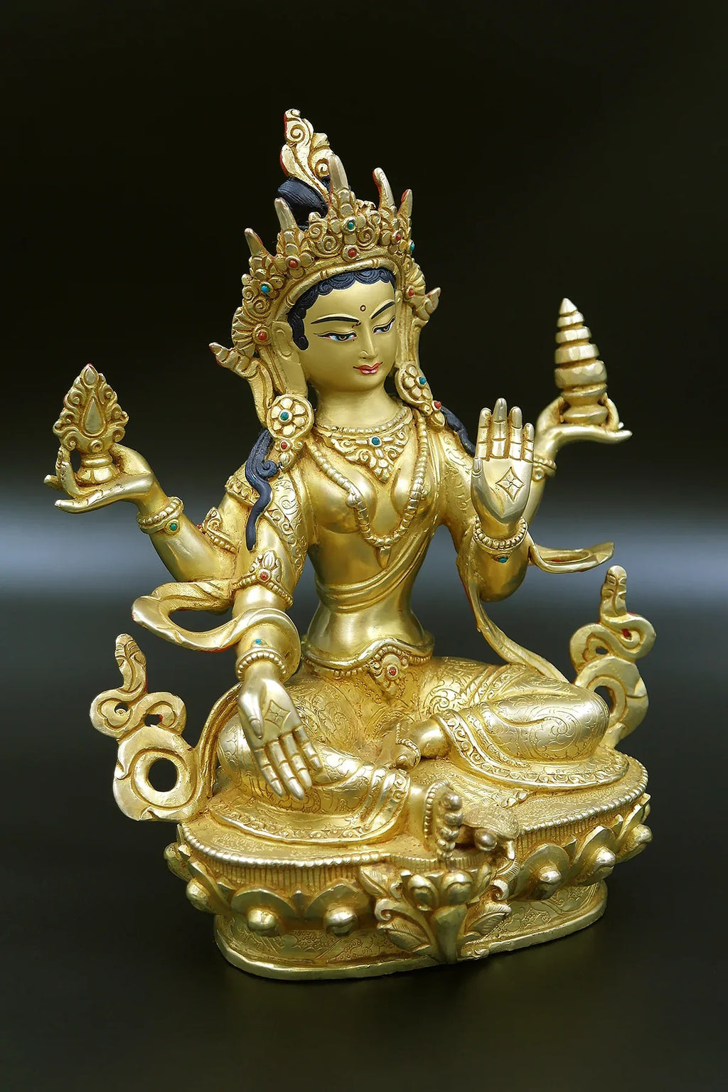Hindu goddess Laxmi Statue - The Goddess of Wealth and Good Fortune 8" - Vajracrafts