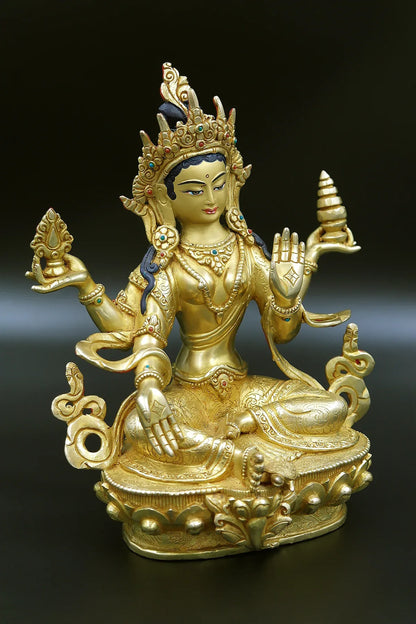 Hindu goddess Laxmi Statue - The Goddess of Wealth and Good Fortune 8" - Vajracrafts