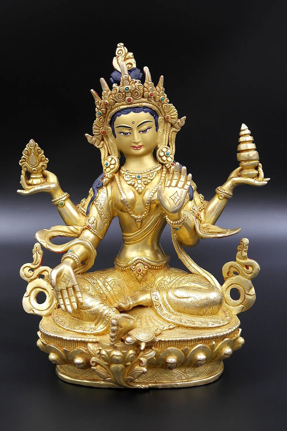 Hindu goddess Laxmi Statue - The Goddess of Wealth and Good Fortune 8" - Vajracrafts