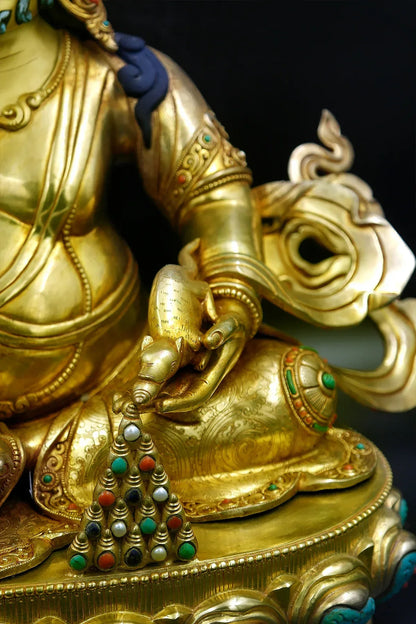Jeweled Zambala Statue from Nepal, God of wealth, 16" - Vajracrafts