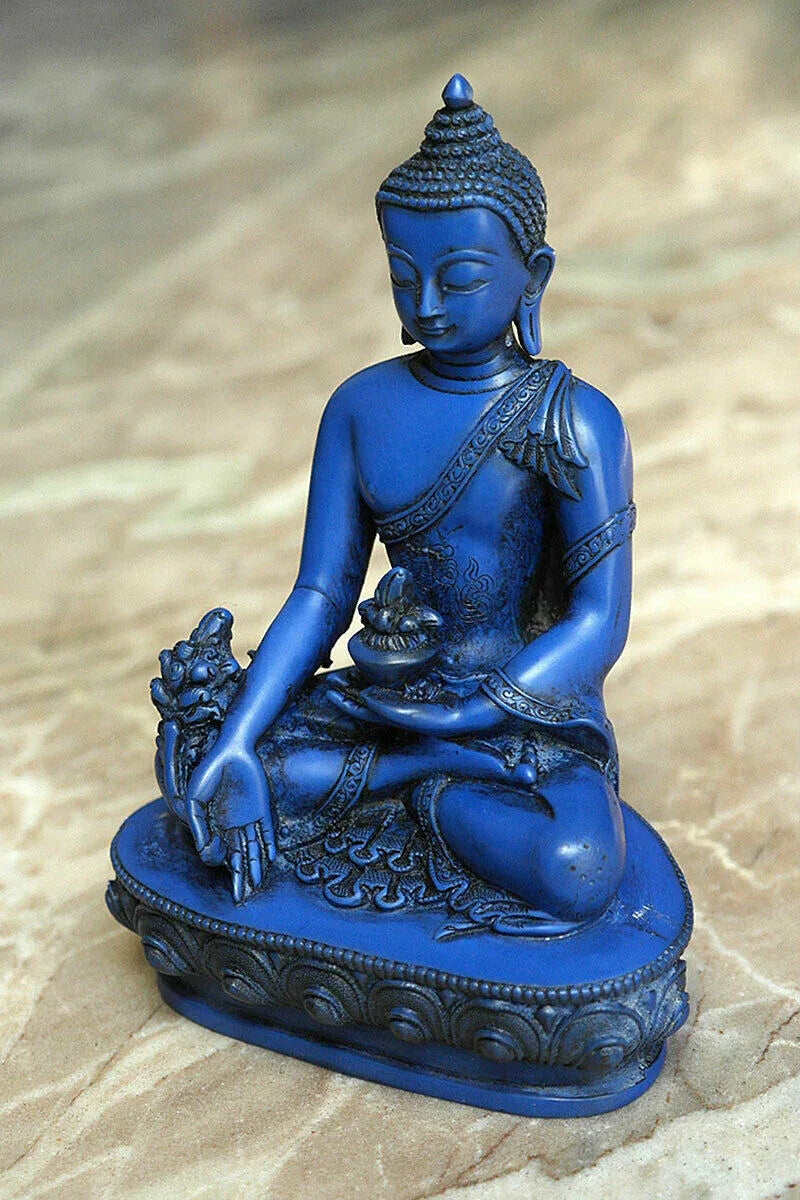 Blue Medicine Buddha Resin Statue, 6" - Vajracrafts