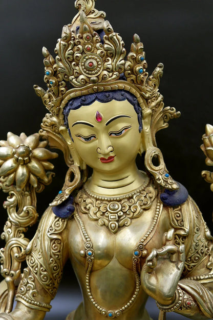 Emanation of Compassion: The Green Tara Statue, 16" - Vajracrafts