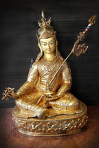Guru Padmasambhava Statue | Gold Plated Tibetan Rinpoche 24" - Vajracrafts