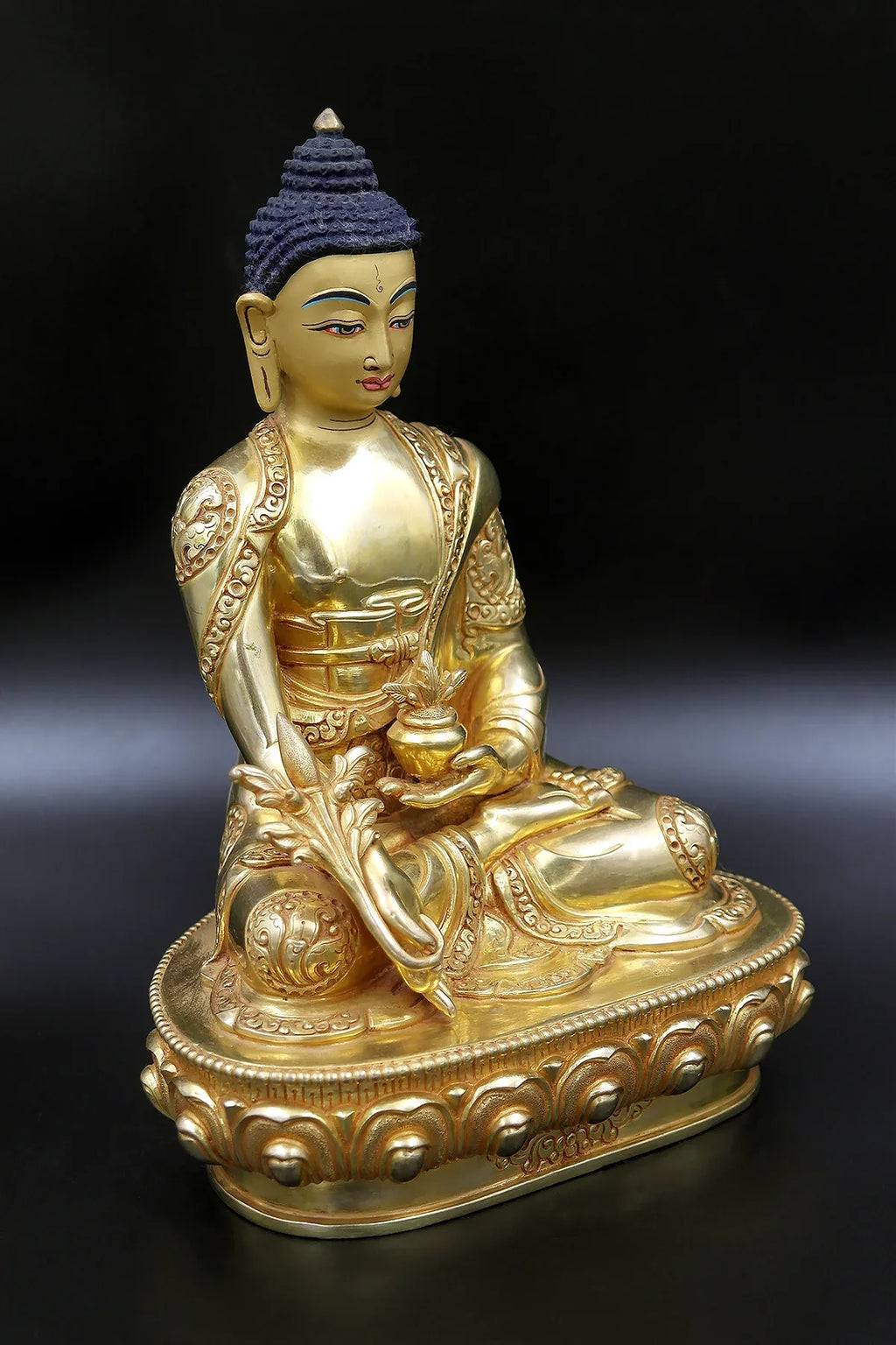 Amazing Hand carved Tibetan Medicine Buddha Statue 8" - Vajracrafts