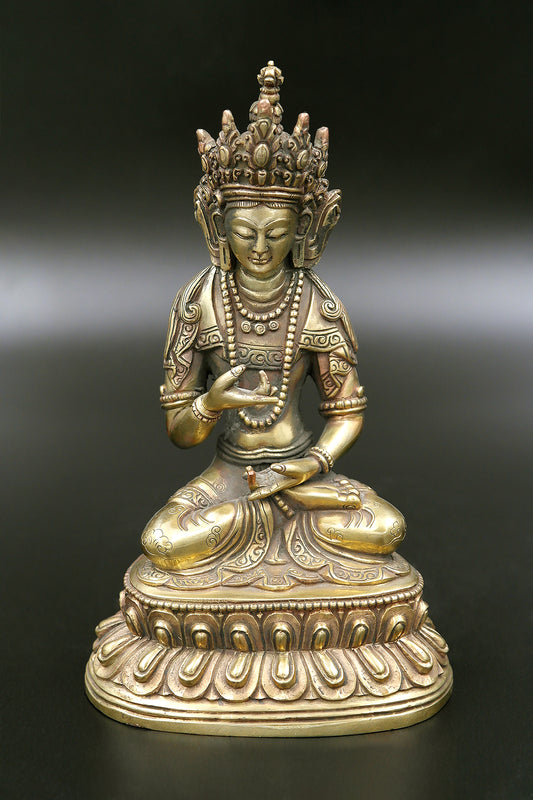 Bronze Vajrasattva Statue on double lotus, 6"