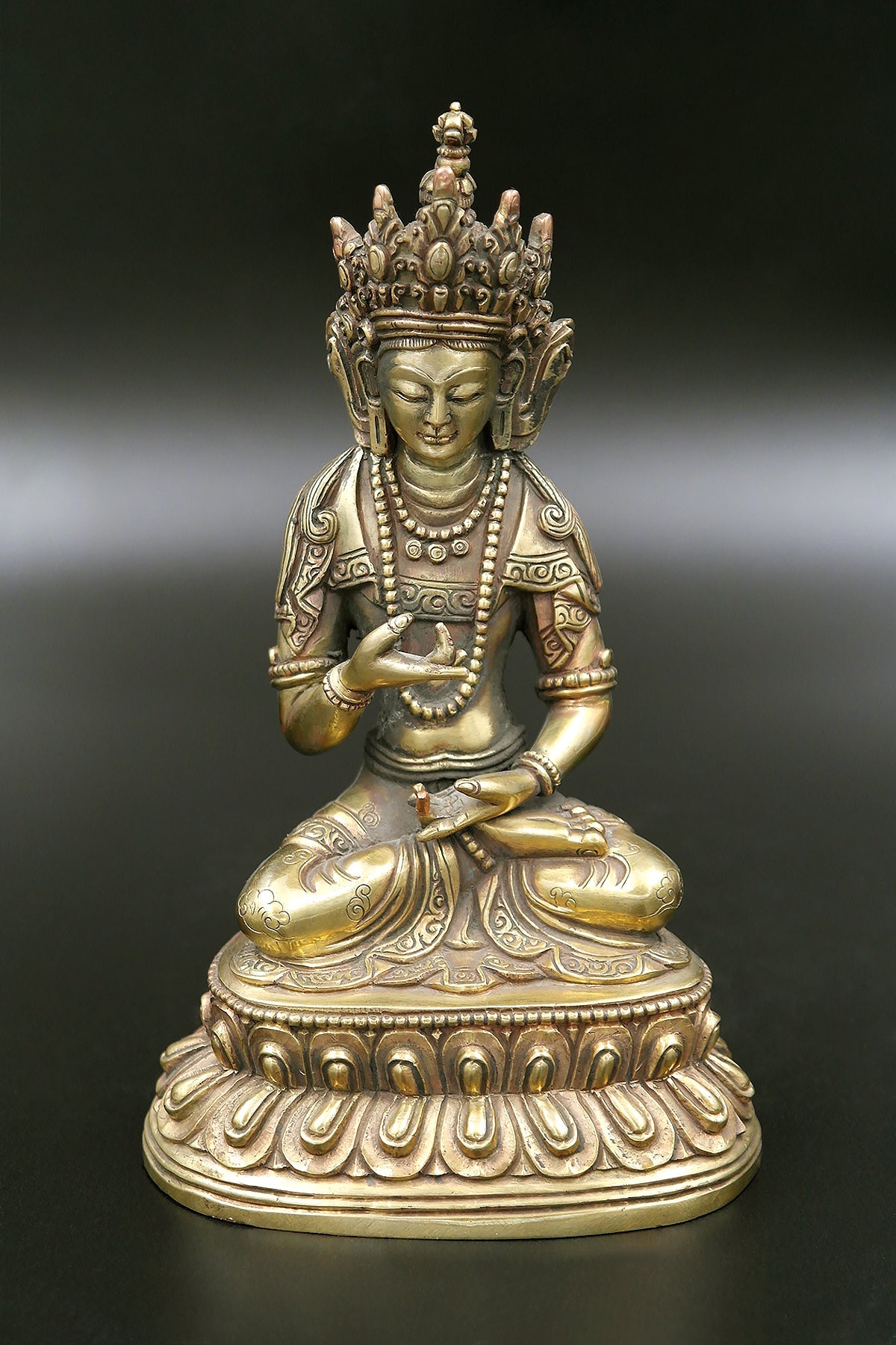 Bronze Vajrasattva Statue on double lotus, 6" | Vajracrafts