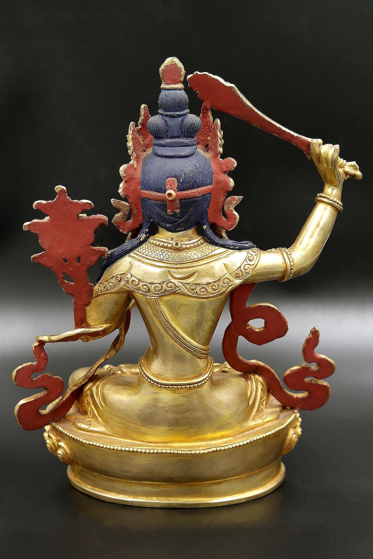 Gold Plated hand made Buddha Manjushree Statue from Nepal 9" | Vajracrafts