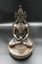 Crowned Amitabh Buddha Statue from Nepal 14" - Vajracrafts