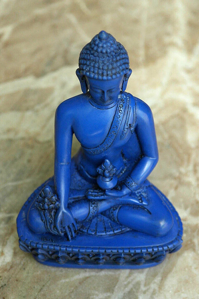 Blue Resin Medicine Buddha Statue 5" - Vajracrafts