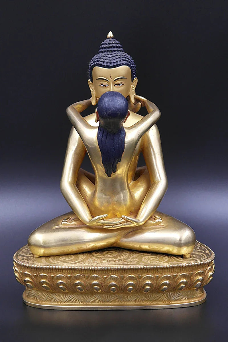 Gold Plated Buddha Shakti Statue, Yab Yum Samantabhadra Statue 9" - Vajracrafts