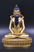 Gold Plated Buddha Shakti Statue, Yab Yum Samantabhadra Statue 9" - Vajracrafts