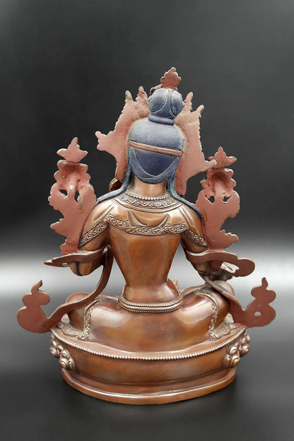 Copper Oxidized Green Tara Statue 8" - Vajracrafts