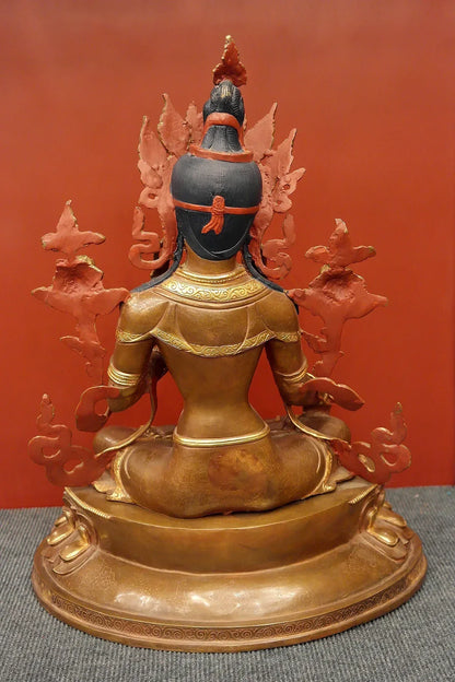 Masterpiece White Tara Statue in double Lotus 18" - Vajracrafts