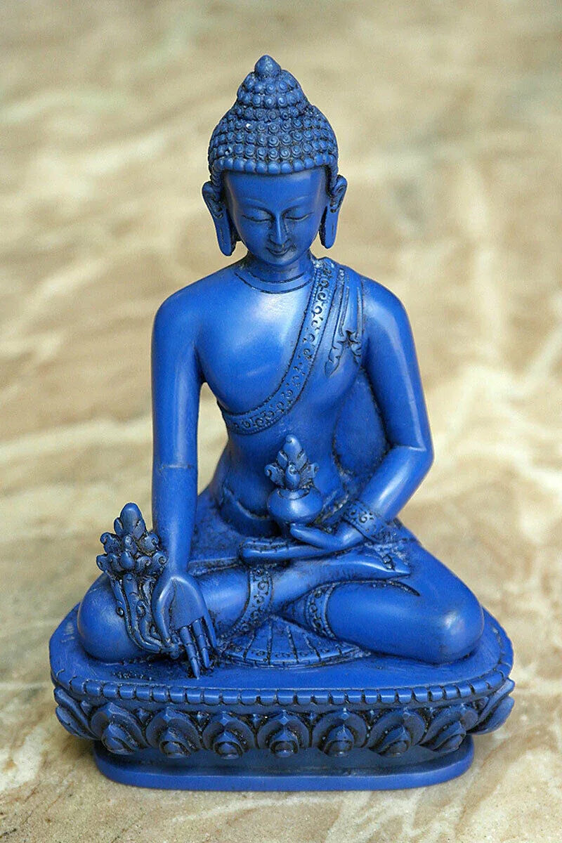 Blue Resin Medicine Buddha Statue 5" - Vajracrafts