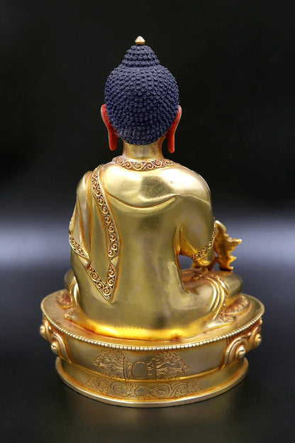 Fully plated Golden Medicine Buddha Statue from Nepal 9" - Vajracrafts