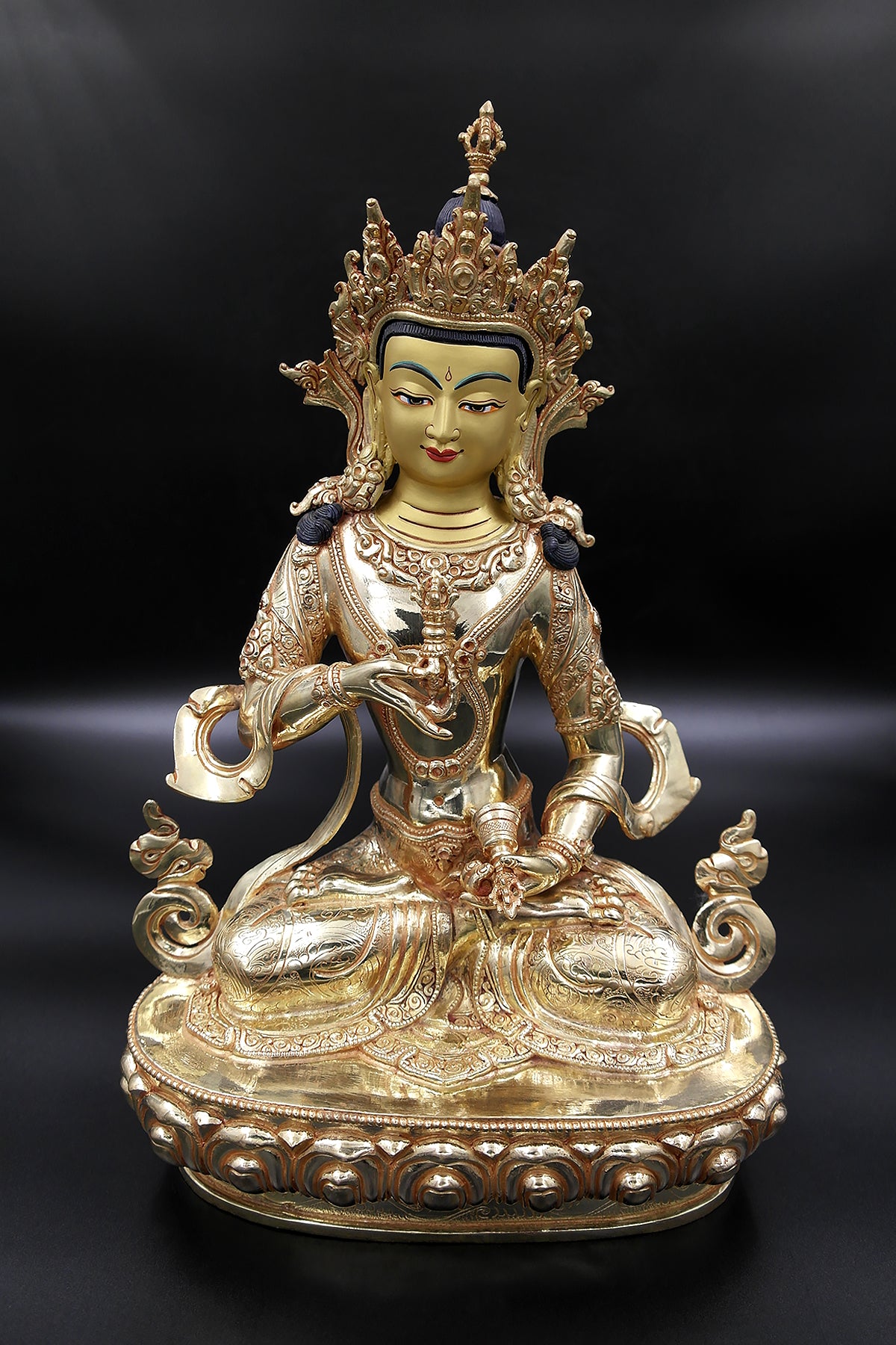 Divine Purity: Gold Plated Vajrasattva Statue, 13"