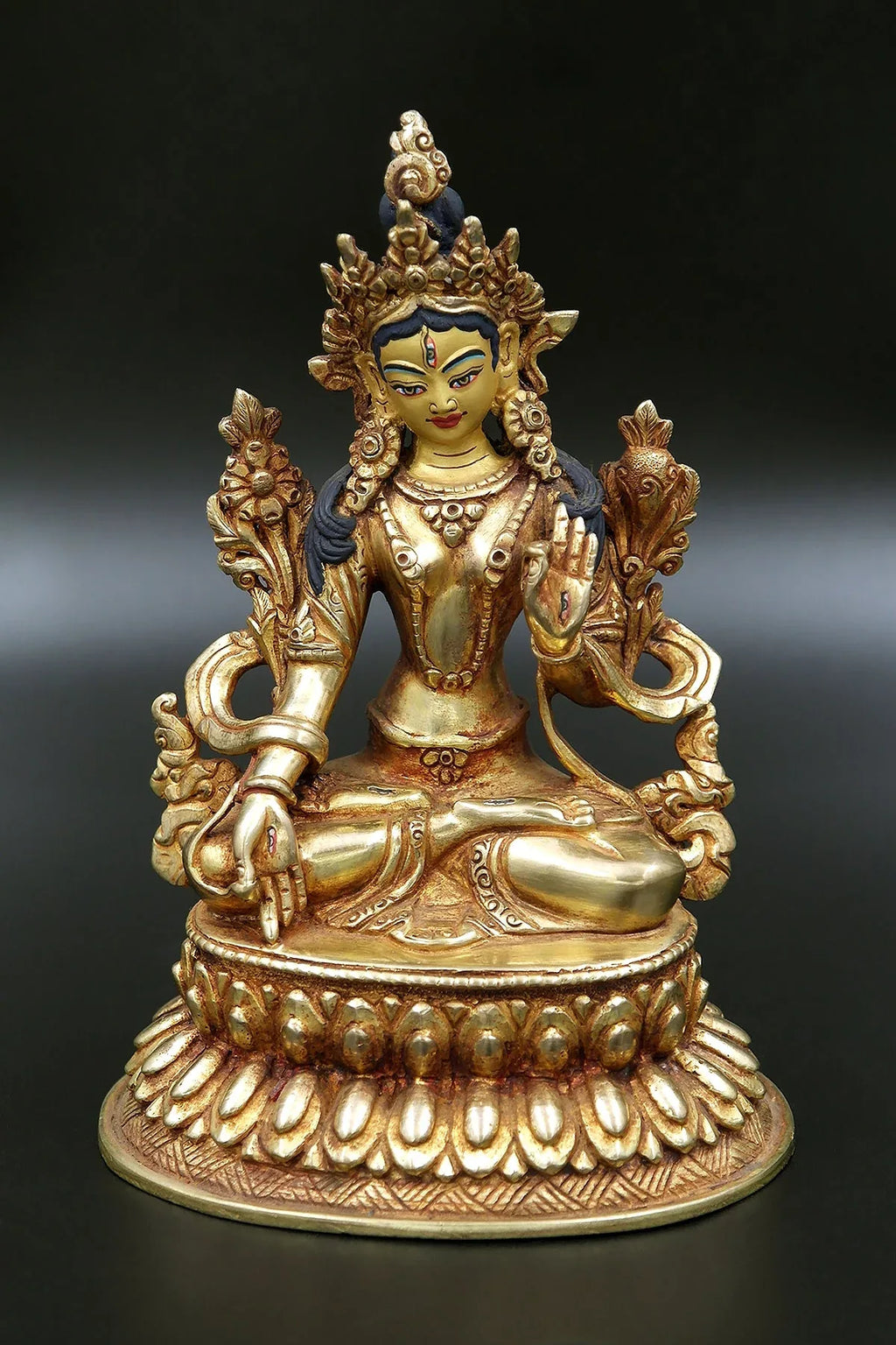 Gold Painted White Tara statue 6" - Vajracrafts