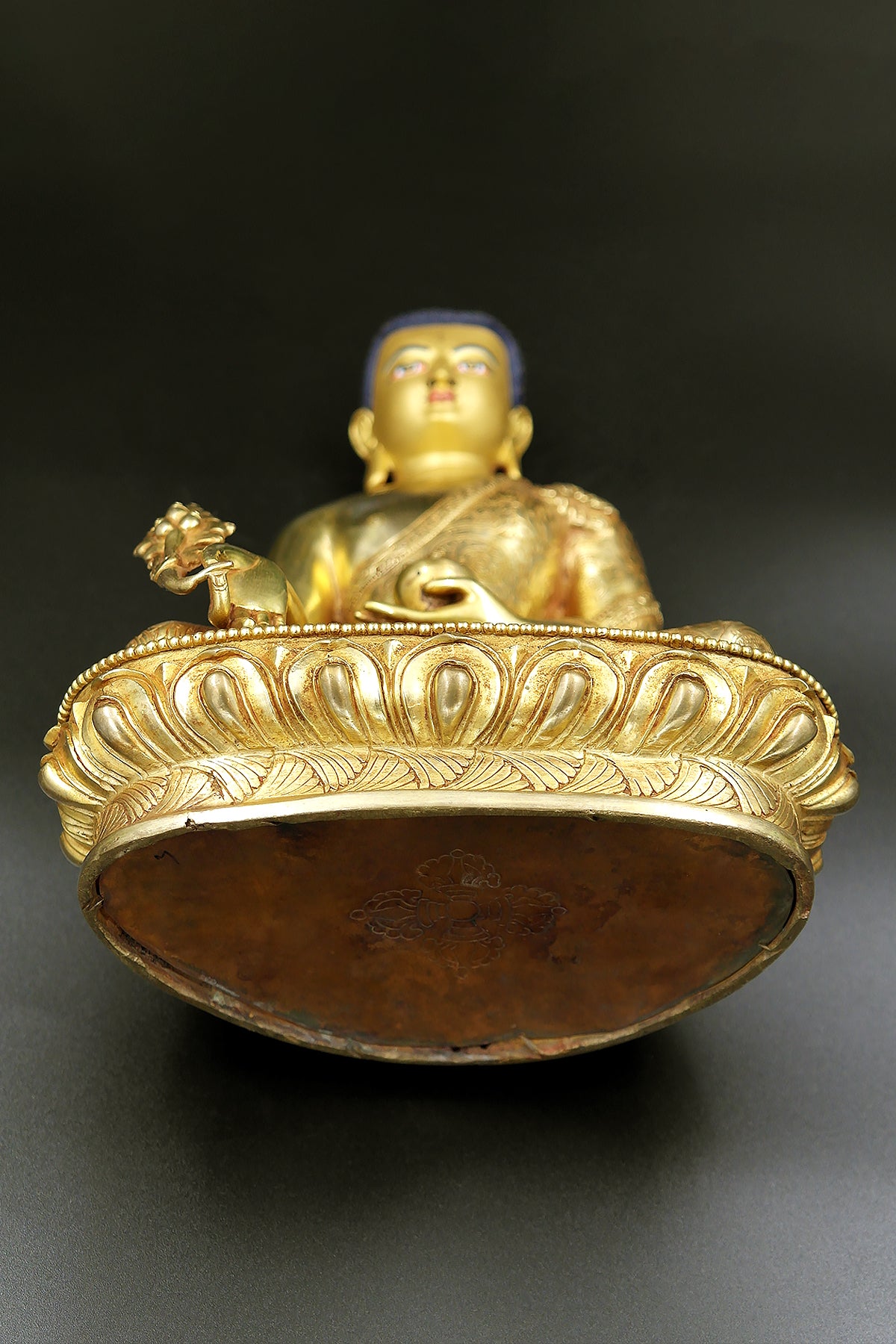 Golden Medicine Buddha Statue, Healing buddha from Nepal 9"