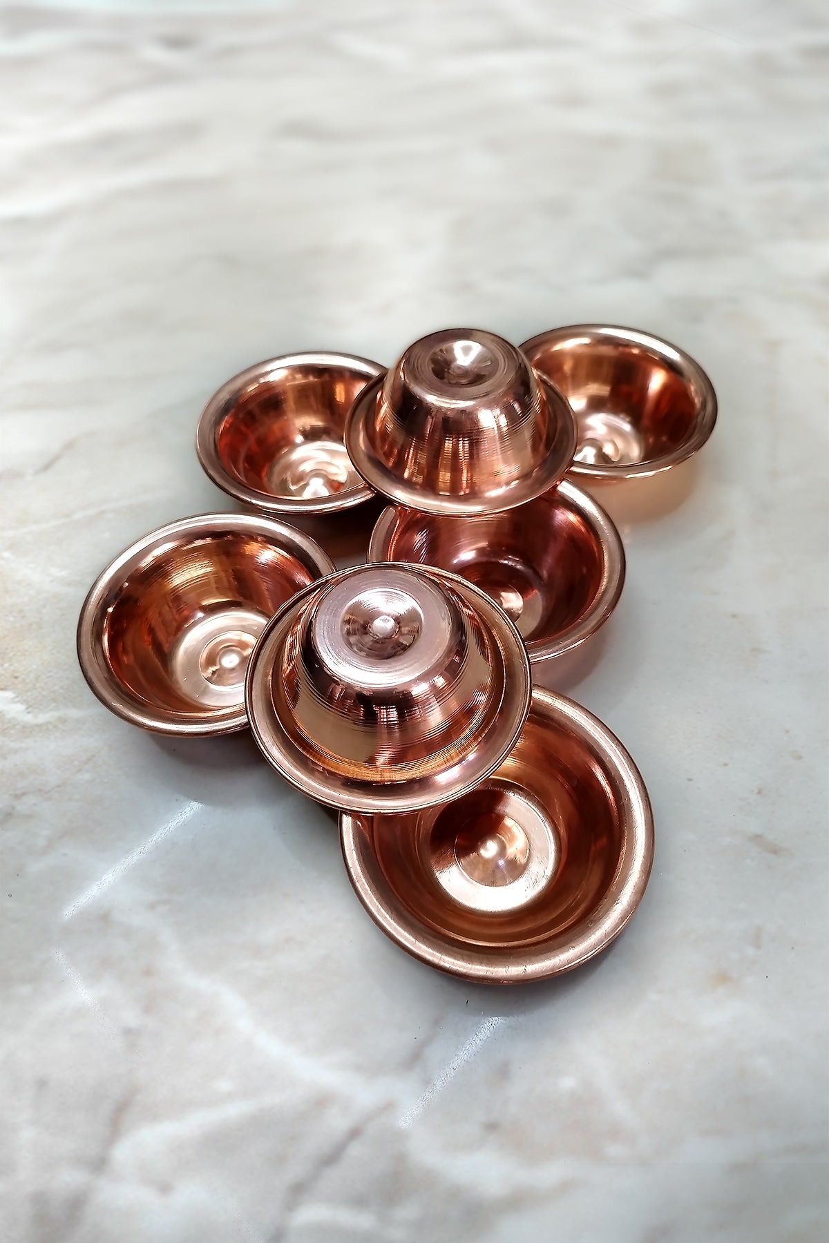 Copper Buddhist set of 7 Offering Bowls