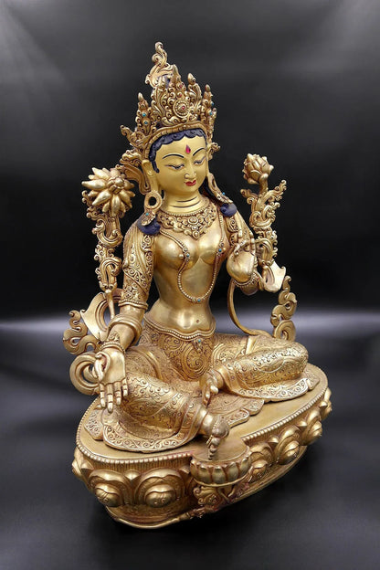 Emanation of Compassion: The Green Tara Statue, 16" - Vajracrafts