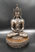 Crowned Amitabh Buddha Statue from Nepal 14" - Vajracrafts
