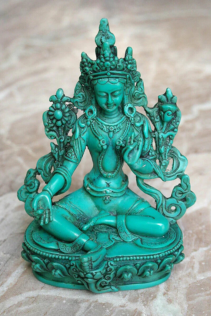 Tibetan Dolma Green Tara Resin Statue 6" - Vajracrafts