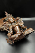 Copper Oxidized Green Tara Statue from Patan 20" - Vajracrafts
