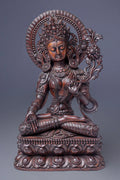 Tibetan White Tara Statue, Masterpiece Buddhist Wooden statue from Nepal - Vajracrafts