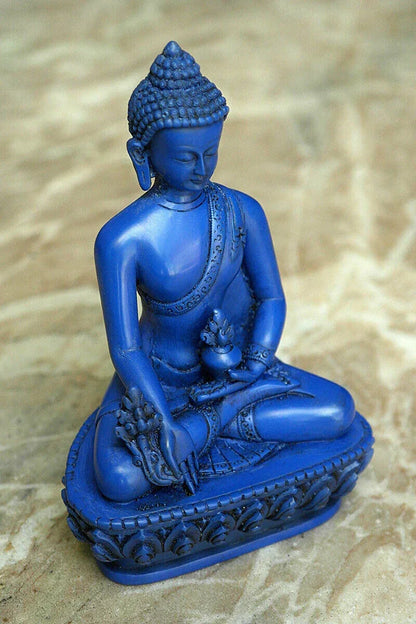 Blue Resin Medicine Buddha Statue 5" - Vajracrafts