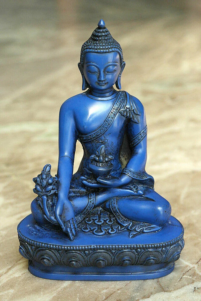 Blue Medicine Buddha Resin Statue, 6" - Vajracrafts