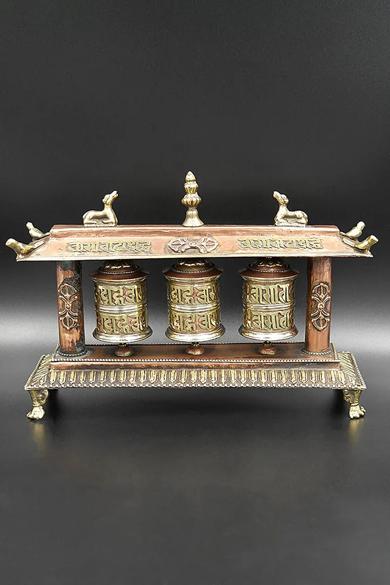 3 in 1 Tibetan Prayer wheel in Potala Palace style 9" - Vajracrafts