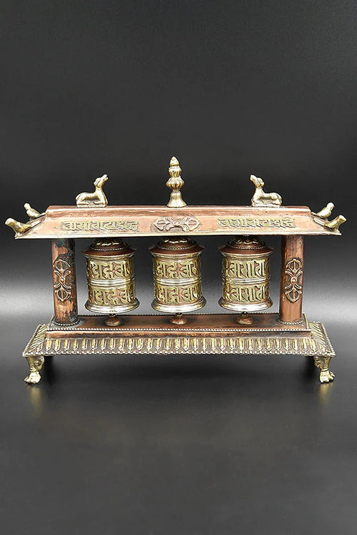 3 in 1 Tibetan Prayer wheel in Potala Palace style 9" - Vajracrafts
