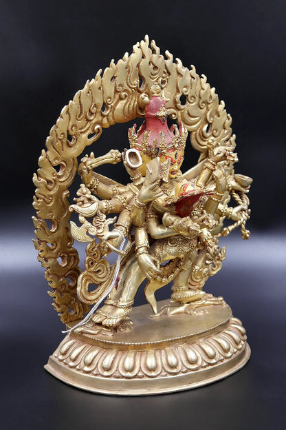 Fully Gold Plated Chakrasamvara Buddhist Statue 9" - Vajracrafts