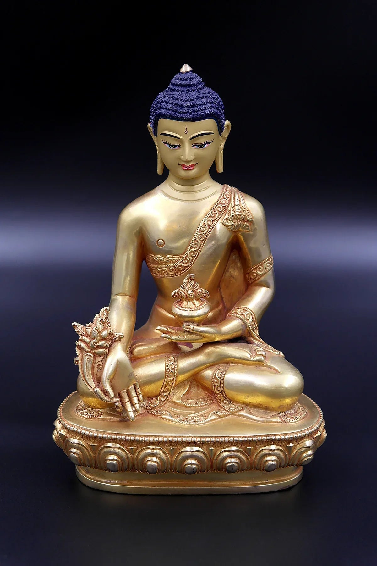 Gold Plated Medicine Buddha Statue from Boudha 7" - Vajracrafts