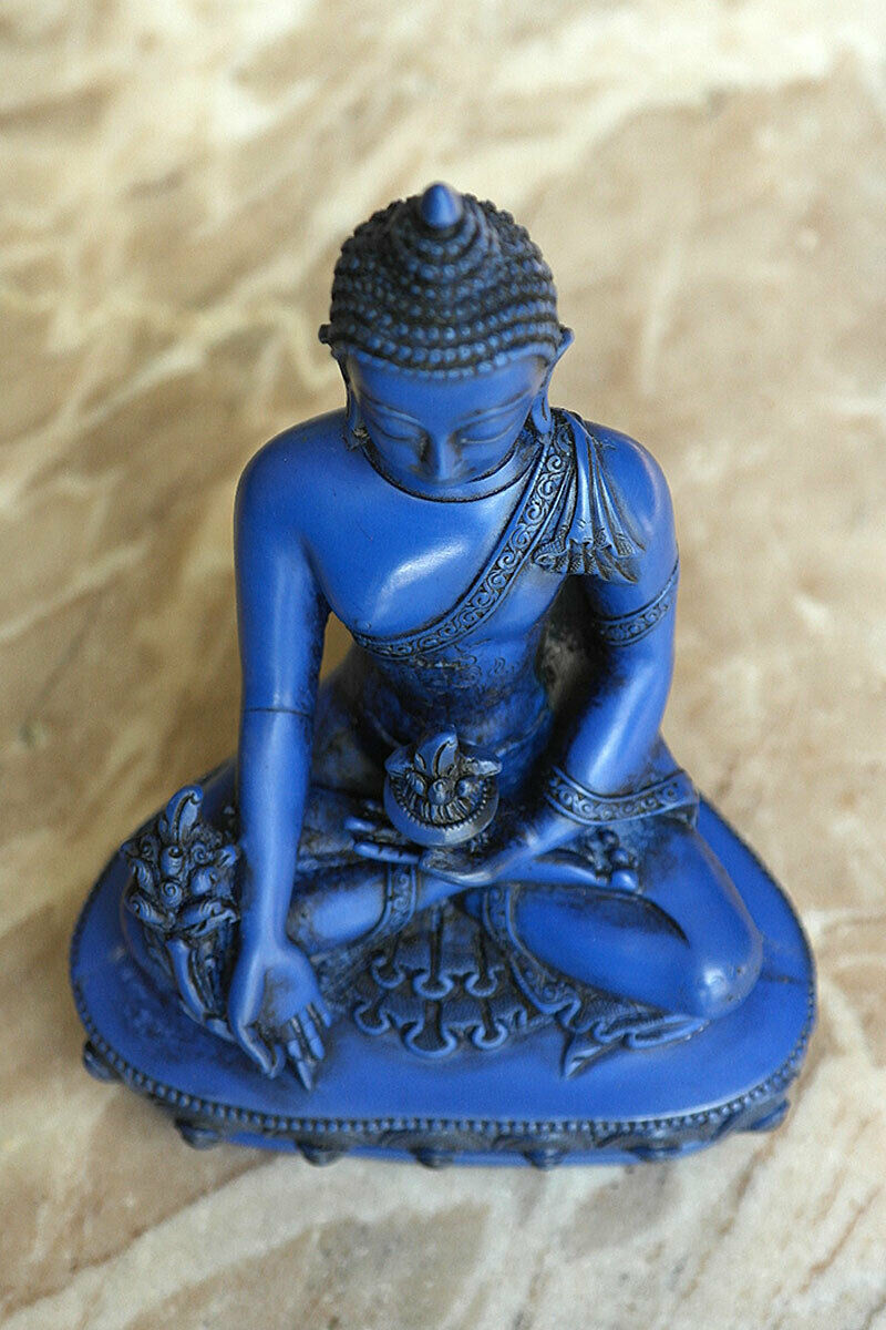 Blue Medicine Buddha Resin  Statue, 6"