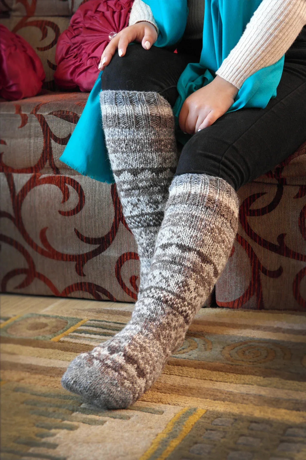 Natural colors Woolen Knee High Socks - Vajracrafts