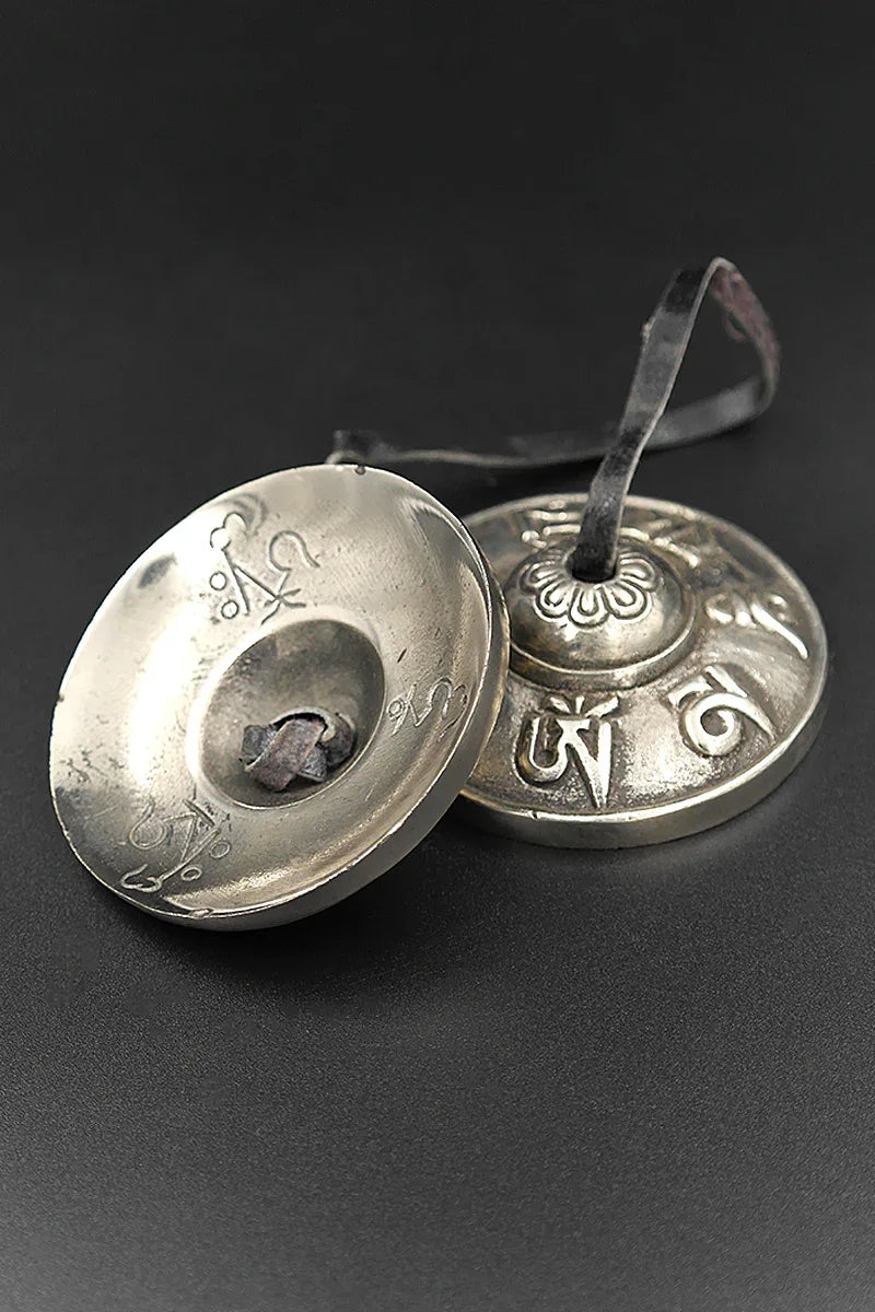 Om mane peme hum embossed High-Quality Tingsha 2.5" - Vajracrafts