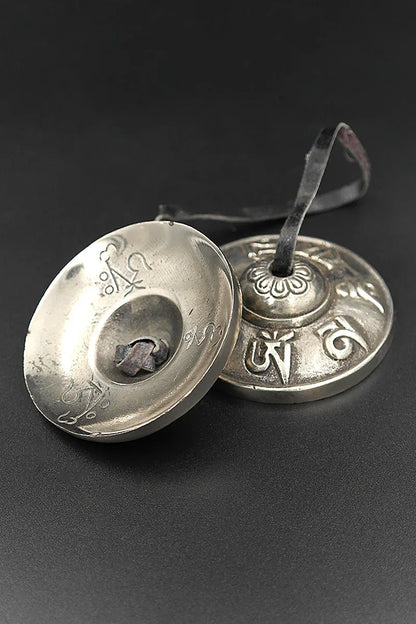 Om mane peme hum embossed High-Quality Tingsha 2.5" - Vajracrafts