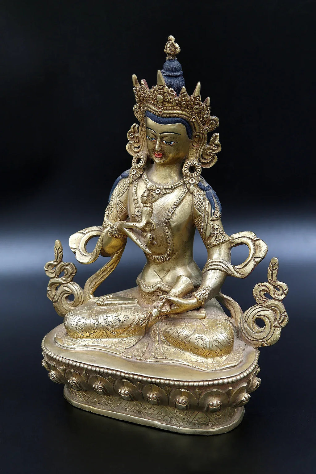 Floral Motif Tibetan Vajrasattva Statue, 9" - Vajracrafts