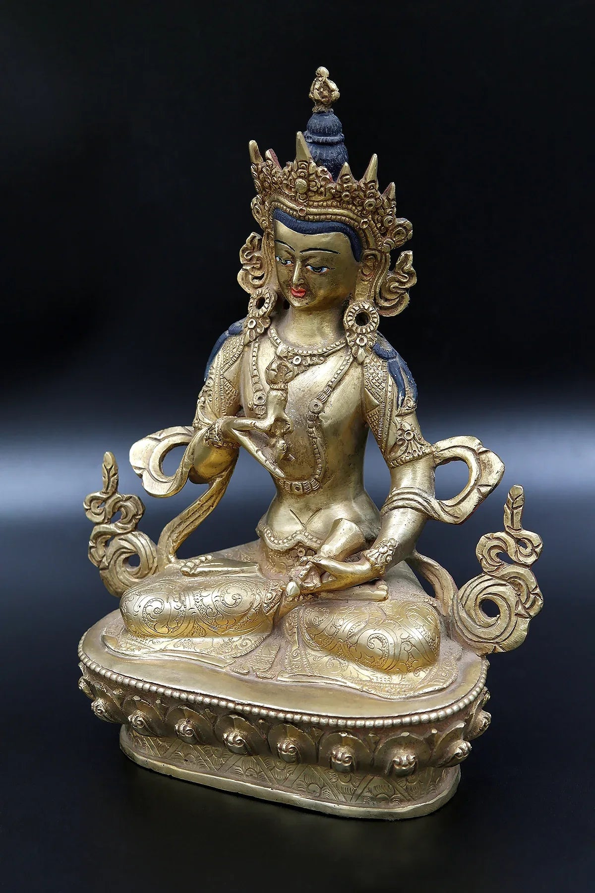Floral Motif Tibetan Vajrasattva Statue, 9" - Vajracrafts