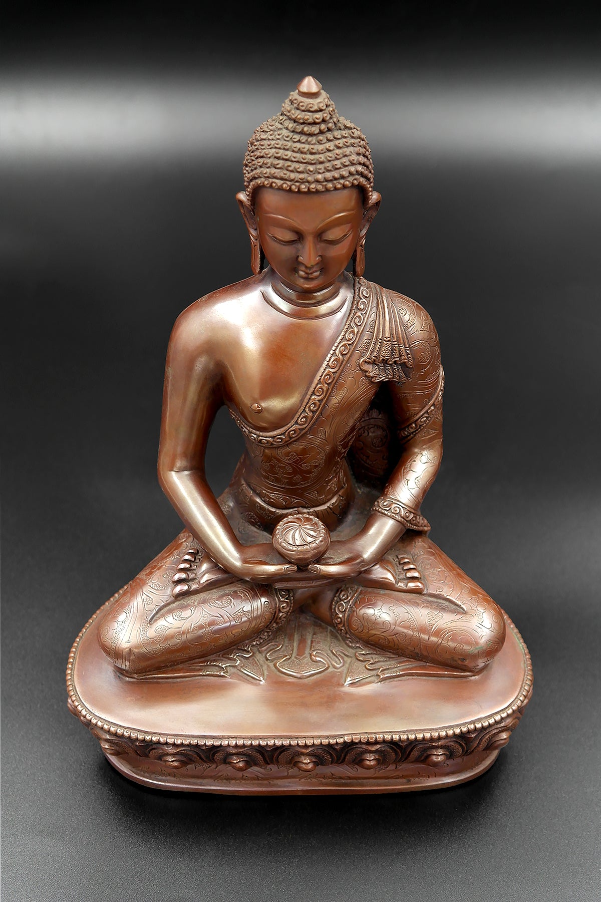 Copper Oxidized Amitabh Buddha Statue, 8"