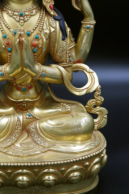Masterpiece Tibetan Chenrezig Statue 12" - Vajracrafts